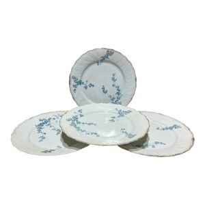 Vintage Rosenthal Blue Flowers Pompadour 4 Piece Fine China Plates